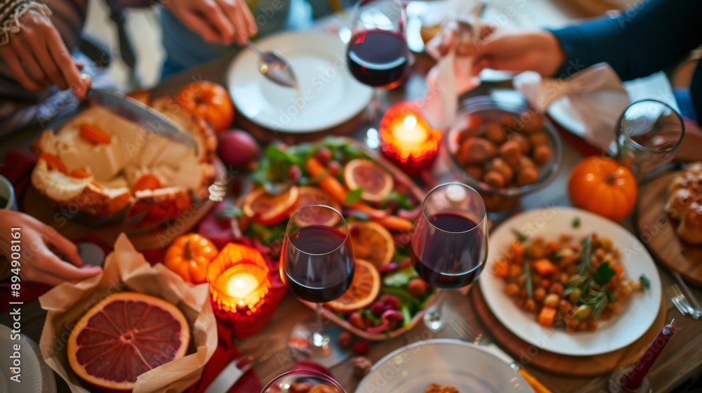 Happy Thanksgiving day. Dinner table background illustration generated by ai Happy Thanksgiving day. Dinner table background illustration generated by ai
