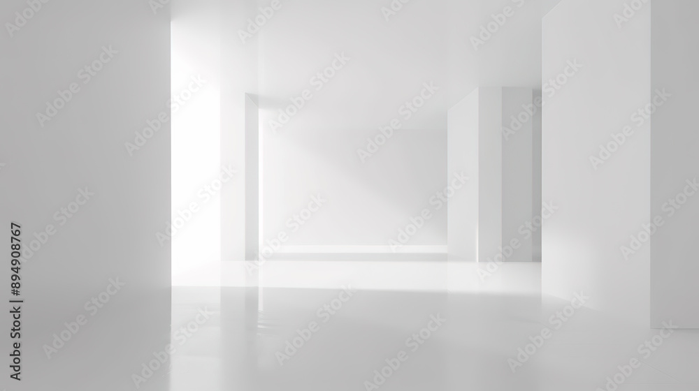 Fototapeta premium Minimalist white interior space, corridors, corridors, and architectural spaces