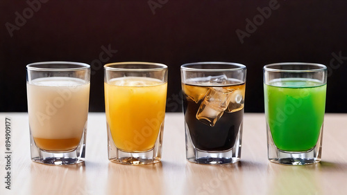 Wallpaper Mural Row of shot glasses with colorful, exotic drinks Torontodigital.ca