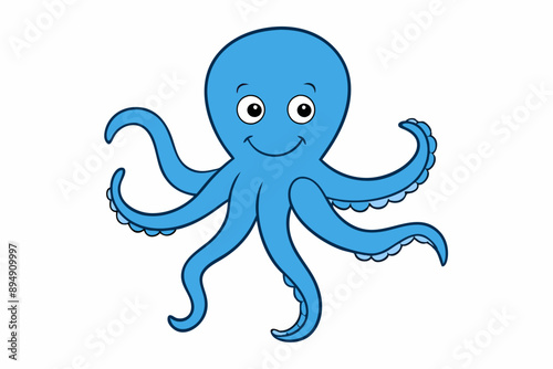 Colorful octopus vector with detailed tentacles, perfect for t-shirt designs, children’s books, and educational materials. Ideal for ocean and marine life themes.