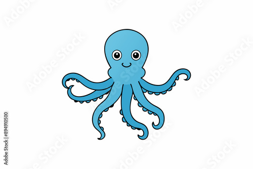 Colorful octopus vector with detailed tentacles, perfect for t-shirt designs, children’s books, and educational materials. Ideal for ocean and marine life themes. photo