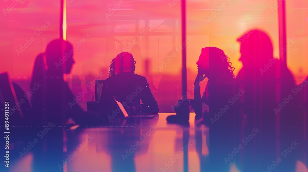 People in an office conference room share ideas and plan for their company's business strategy, teamwork and brainstorming abstract ideas together People in an office conference room share ideas and plan for their company's business strategy, teamwork and brainstorming abstract ideas together