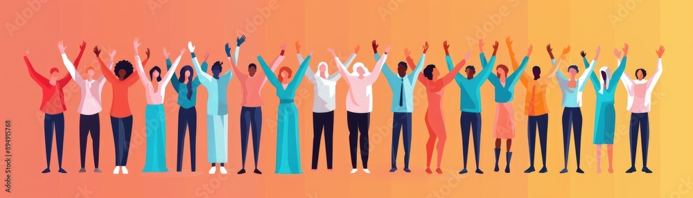 Worship, gospel choir, flat design illustration Worship, gospel choir, flat design illustration