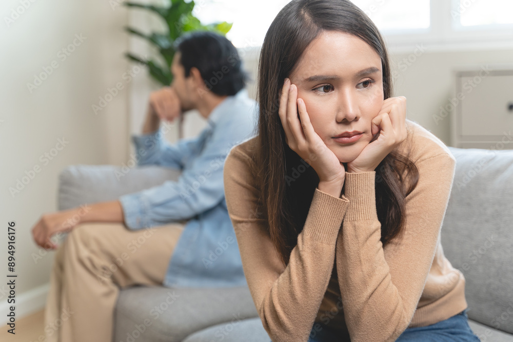 Breakup and depressed, asian young quarrel couple love fight relationship in trouble. Different people are emotion angry. Argue wife has expression upset with husband. Problem of family people. Breakup and depressed, asian young quarrel couple love fight relationship in trouble. Different people are emotion angry. Argue wife has expression upset with husband. Problem of family people.