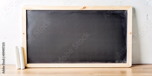 Classroom Chalkboard with Chalk and Empty Space. The image captures the essence of education, creativity, and learning, perfect for school-related themes.