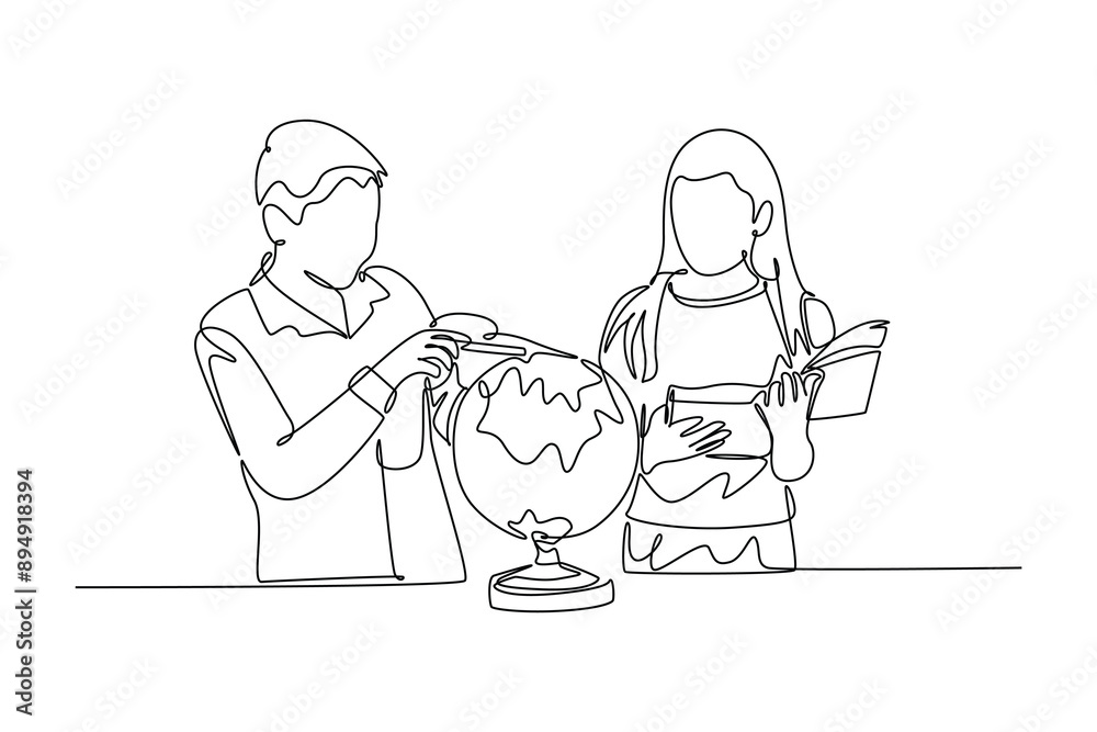 Lecturers teaching in class concept. Single line draw design vector graphic illustration. Lecturers teaching in class concept. Single line draw design vector graphic illustration.