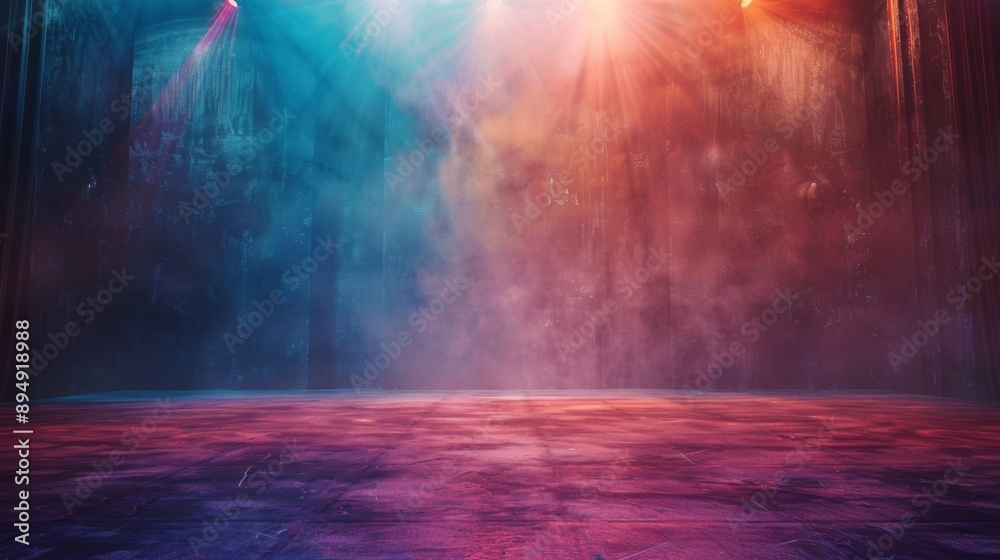 Dramatic Stage Lighting with Blue and Orange Smoke - Modern dance stage ...