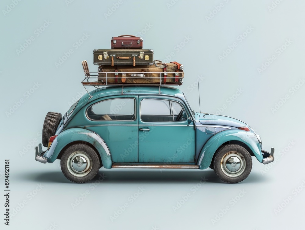 Blue Car with Luggage Blue Car with Luggage