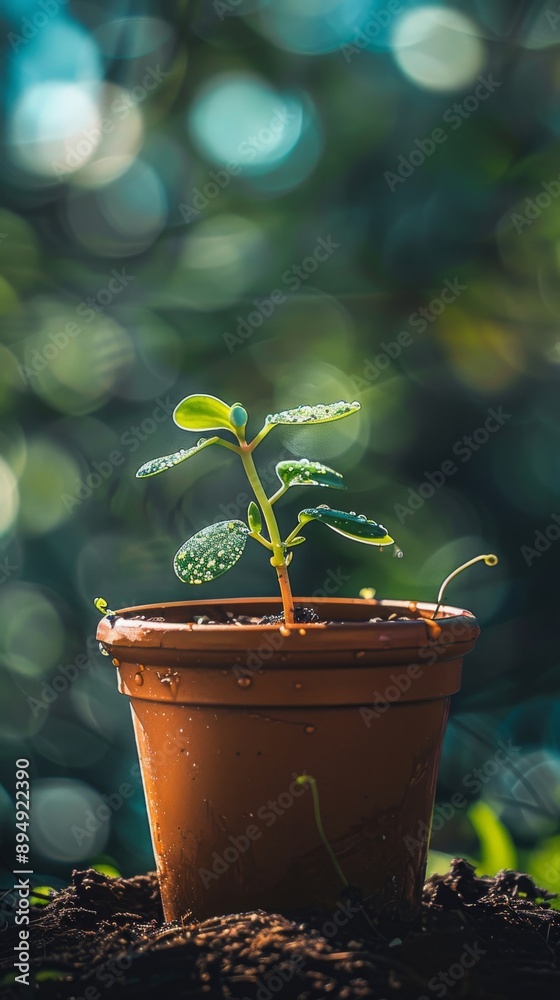 Growing Sprout of Flower in a Pot with Nature Background Growing Sprout of Flower in a Pot with Nature Background