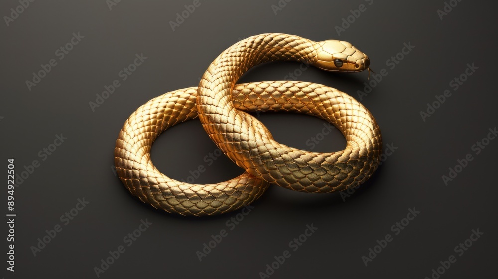 Obraz premium A gold snake is laying on a black background