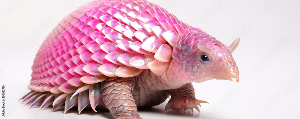 Unique Pink Armadillo Creatively Displayed Against White Background for Artistic Purposes Unique Pink Armadillo Creatively Displayed Against White Background for Artistic Purposes