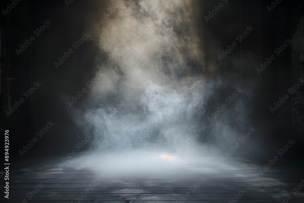 Fototapeta premium empty floor with smoke on dark background