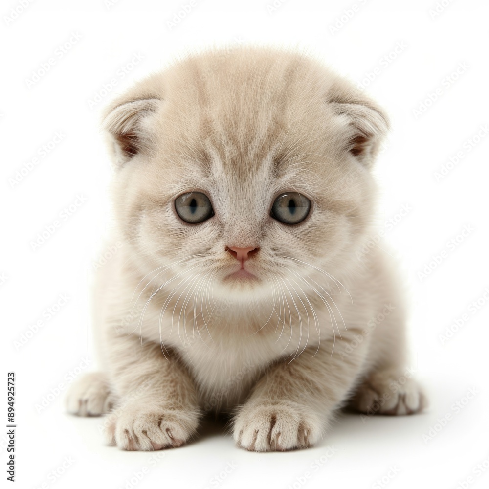 Adorable Scottish Fold Kitten on White Background Adorable Scottish Fold Kitten on White Background