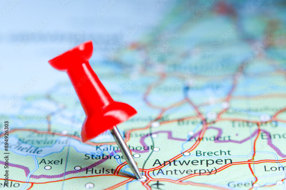 Antwerpen, Belgium pin on map Antwerpen, Belgium pin on map