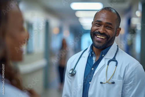 Encouraging Doctor Reassuring Patient in Hospital Room with Canon 5D III Panoramic Shot