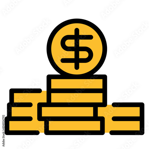 pile of coins filled outline icon