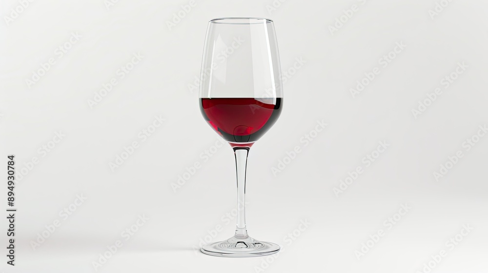 Elegant glass of red wine with a long stem, isolated on white background, capturing its luxurious and rich appearance. Elegant glass of red wine with a long stem, isolated on white background, capturing its luxurious and rich appearance.