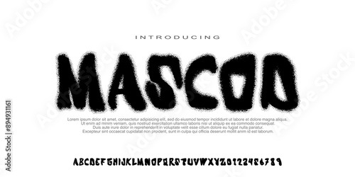 Brush font alphabet, Rough Font. artwork. textured characters with an grunge rough letter print texture. Unique design font. Vector illustration