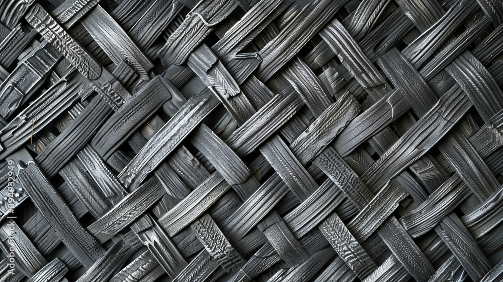 Interwoven metal strips creating a textured pattern Interwoven metal strips creating a textured pattern