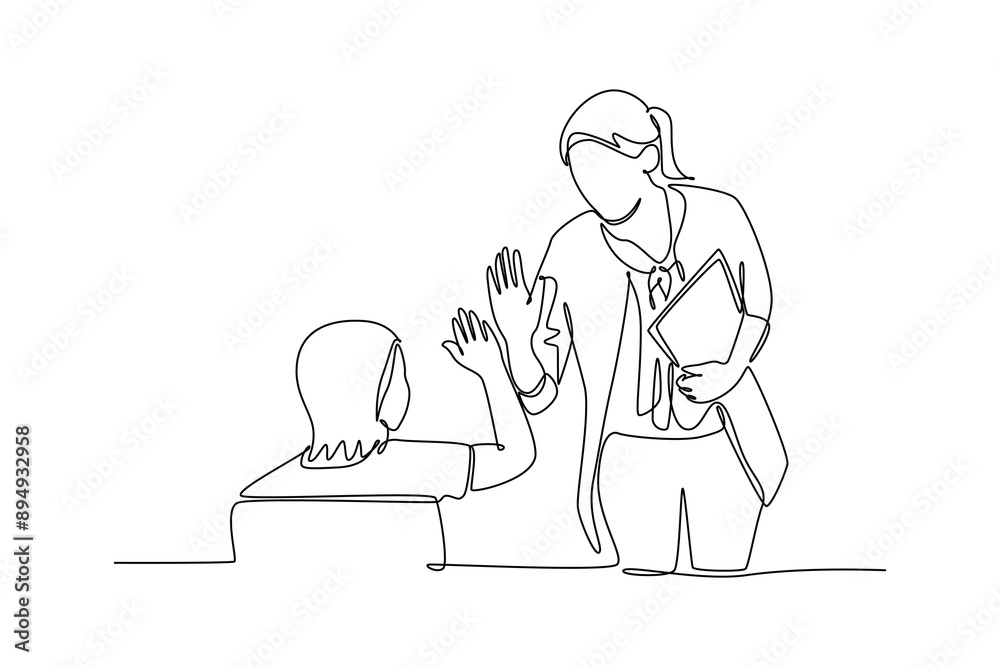 Lecturers teaching in class concept. Single line draw design vector graphic illustration. Lecturers teaching in class concept. Single line draw design vector graphic illustration.