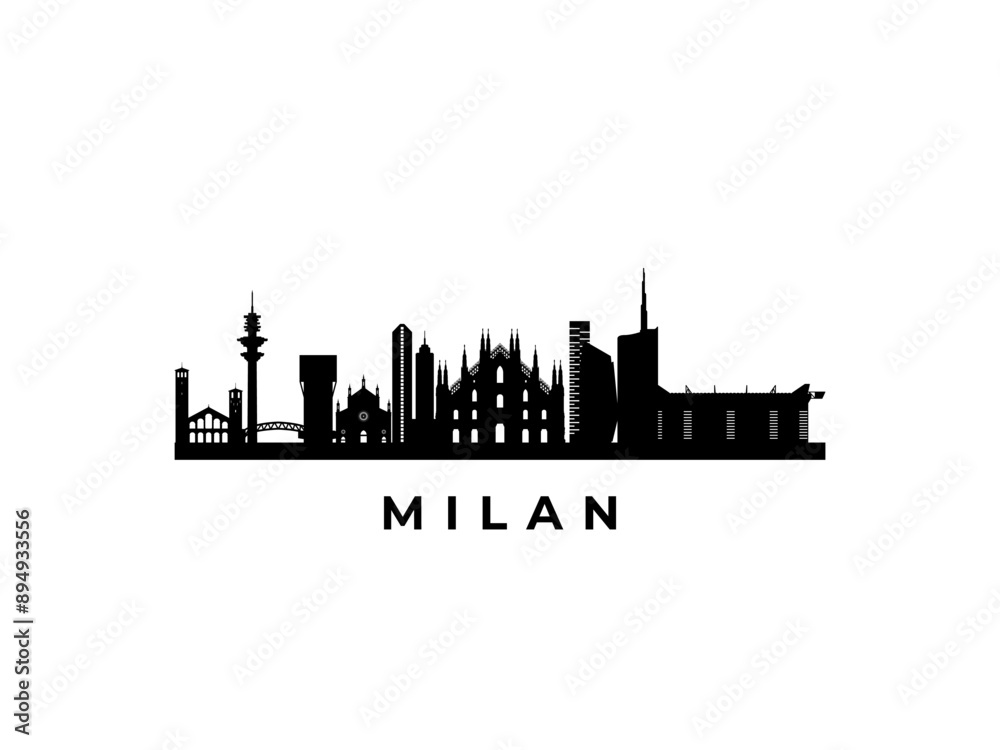 Fototapeta premium Vector Milan skyline. Travel Milan famous landmarks. Business and tourism concept for presentation, banner, web site.