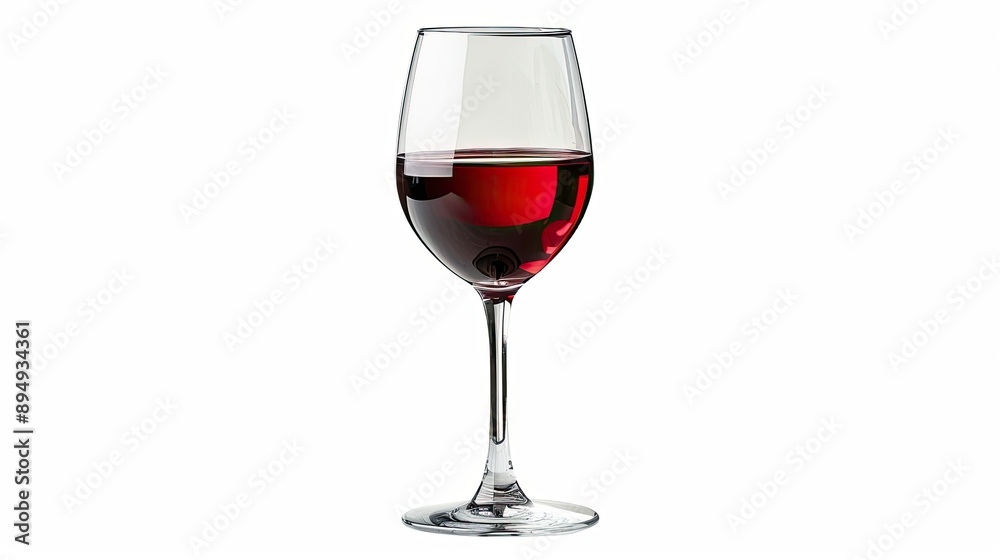 Sophisticated glass of red wine on a long stem, isolated on white background, showcasing its rich and deep color. Sophisticated glass of red wine on a long stem, isolated on white background, showcasing its rich and deep color.
