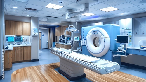 High-tech hospital radiology department with advanced imaging technology