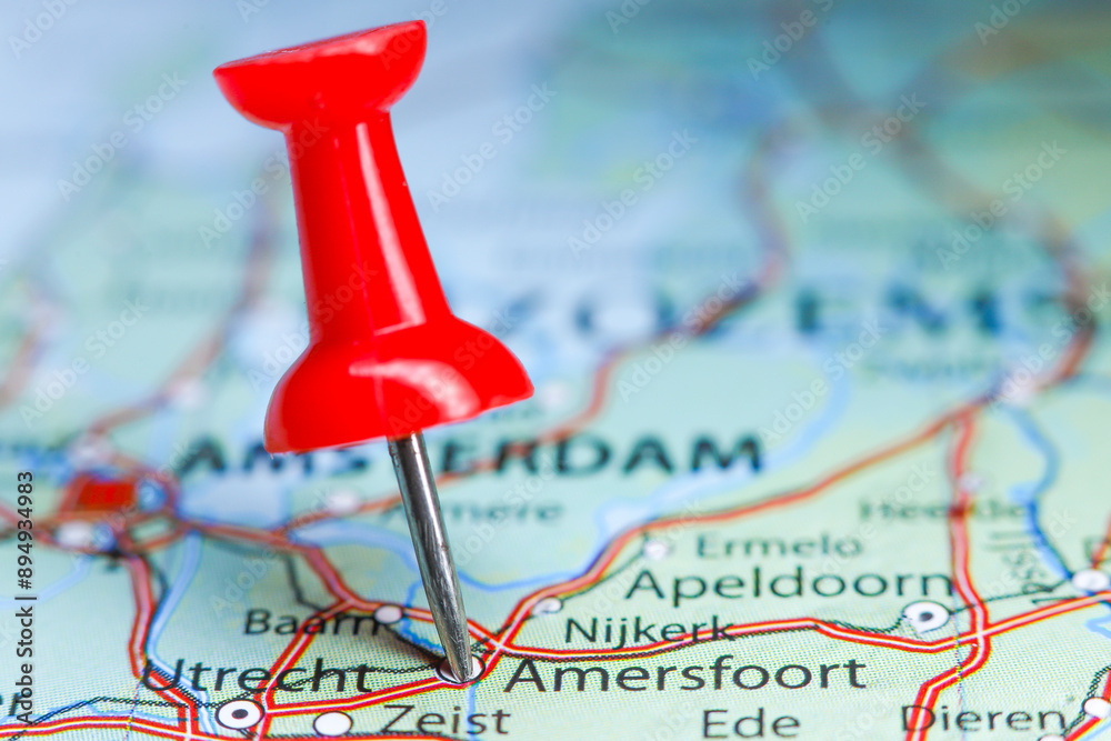 Amersfoort, Netherlands pin on map. Holland Amersfoort, Netherlands pin on map. Holland