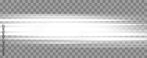 White speed rays, light neon flow, zoom in motion effect, silver glow speed lines, colorful light trails, stripes. Abstract background, vector illustration.