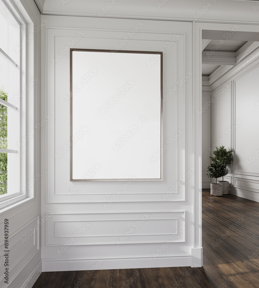 Fototapeta premium Classic White Interior Frame Mockup Modern Furniture