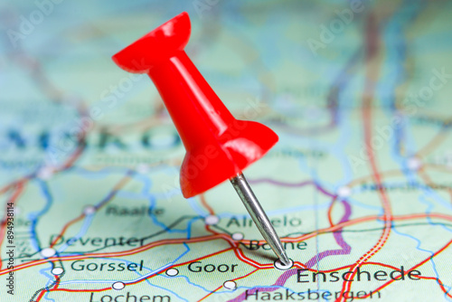 Enschede, Netherlands pin on map. Holland
