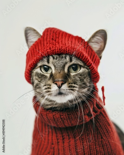 studio portrait of a cat dressed up as a mouse photo