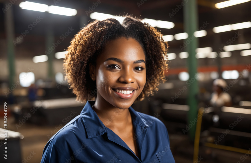 Naklejka premium black woman in transport industry driver at car vehicle, diversity and inclusion
