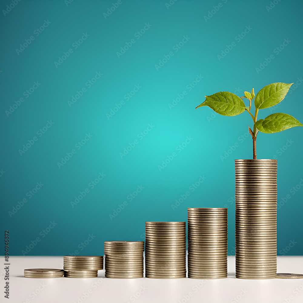 plant growing from coins plant growing from coins