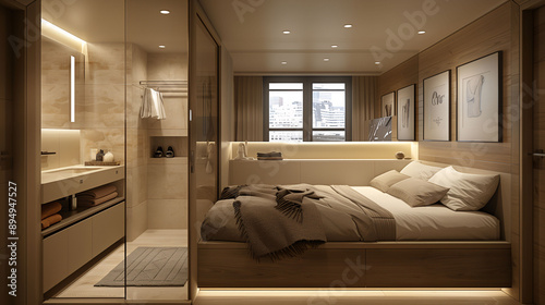 Cozy Modern Bedroom with City View