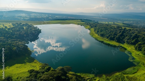 Experience the tranquility of lakes and reservoirs from the sky, where water reflects the surrounding beauty.