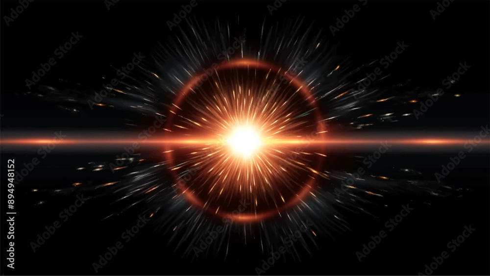 Abstract light flash flare lens, glow vector illustration isolated on black background. Overlay for motion graphic and cinematic video Abstract light flash flare lens, glow vector illustration isolated on black background. Overlay for motion graphic and cinematic video