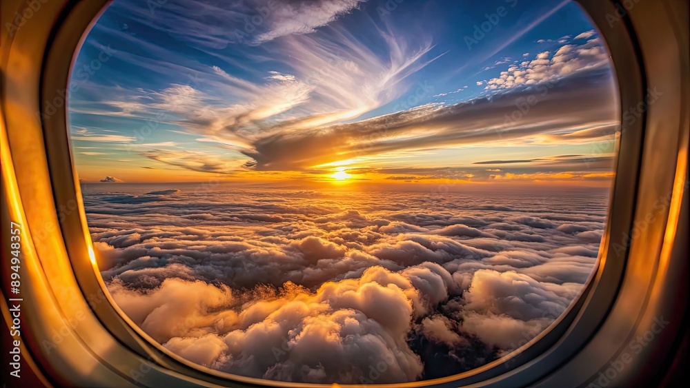 Epic sunset view from airplane window above the clouds, sunset, sky, airplane, clouds, horizon, warm, sun, flight, travel, majestic Epic sunset view from airplane window above the clouds, sunset, sky, airplane, clouds, horizon, warm, sun, flight, travel, majestic