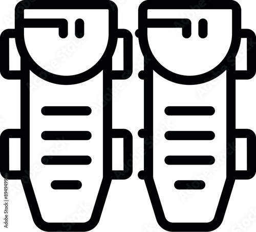 Simple icon of a pair of shin guards, essential protective gear for soccer players, ensuring safety during matches and practice