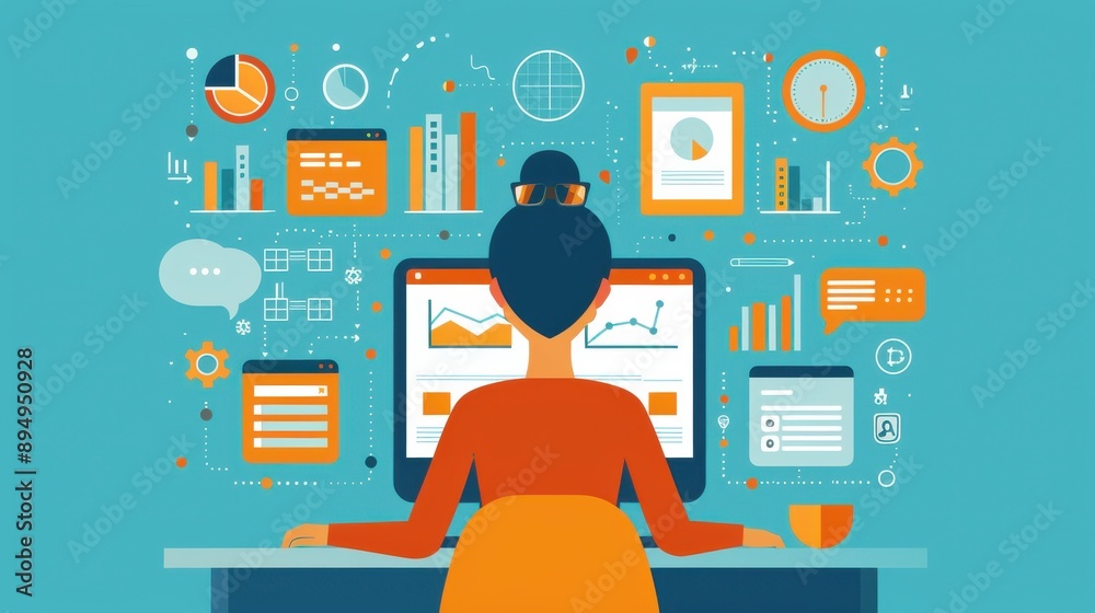 Adaptive learning dashboard, data driven recommendations Stock Illustration Adobe Stock