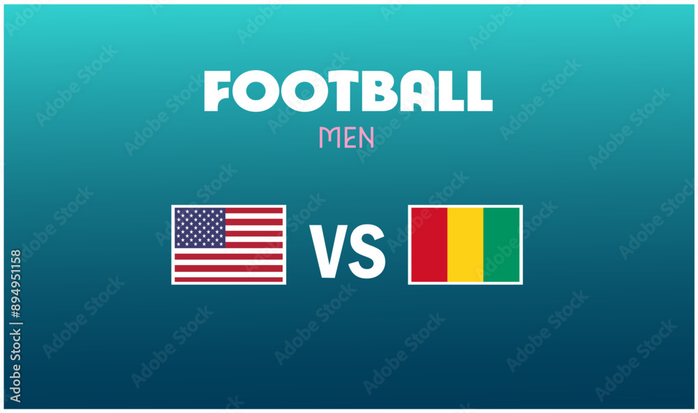 USA Vs Guinea Match Football Men Games Sport 2024 Design Abstract Teams Countries Symbol Logo Vector Illustration USA Vs Guinea Match Football Men Games Sport 2024 Design Abstract Teams Countries Symbol Logo Vector Illustration