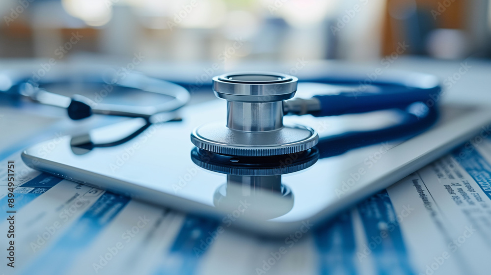 Stethoscope on Tablet in Healthcare Setting Stethoscope on Tablet in Healthcare Setting