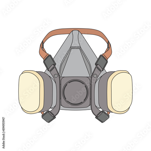 kids drawing cartoon Vector illustration respirator icon Isolated on White