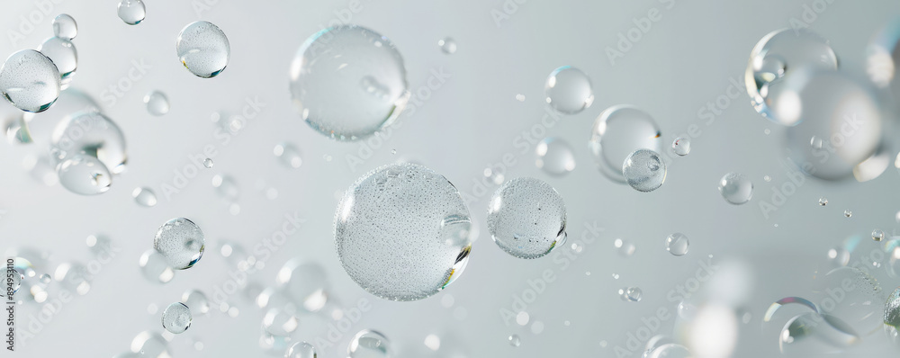 Bubbles floating upwards from the bottom of a white background, creating a serene and airy feel. Bubbles floating upwards from the bottom of a white background, creating a serene and airy feel.