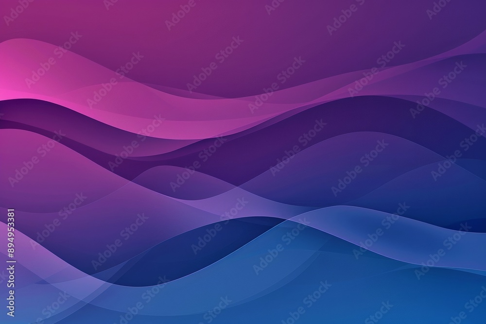 Obraz premium Gradient background with wavy shapes in purple and blue, creating an abstract design