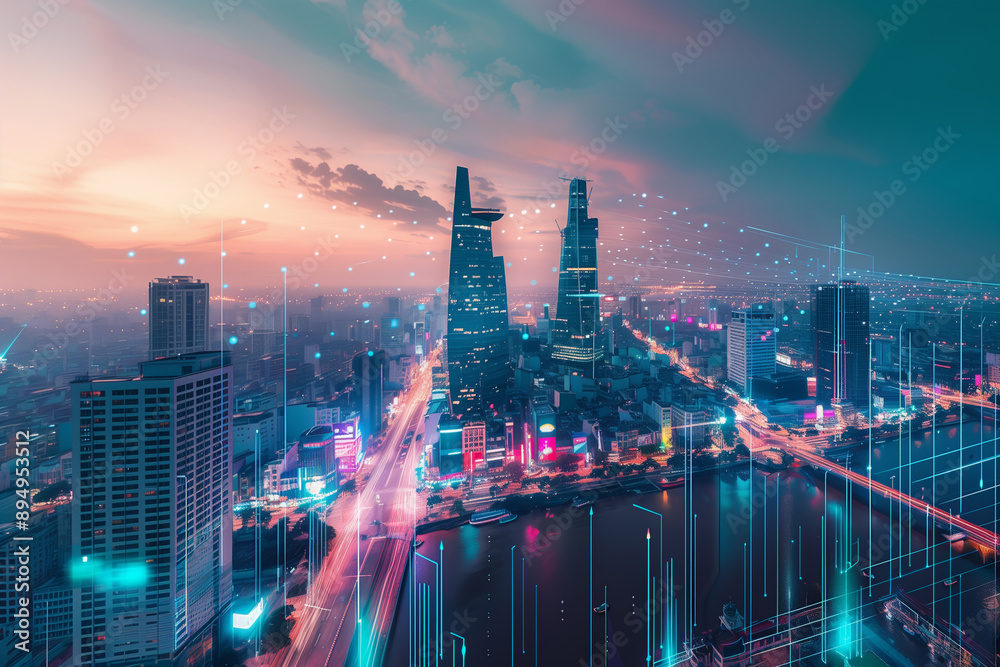 Ho Chi Minh city in Vietnam with smart city and communication network ...