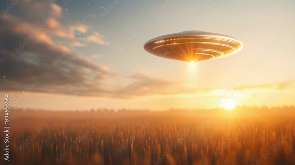 Obraz premium Alien spacecraft hoax in a cornfield, Prank, fabricated evidence and mischief