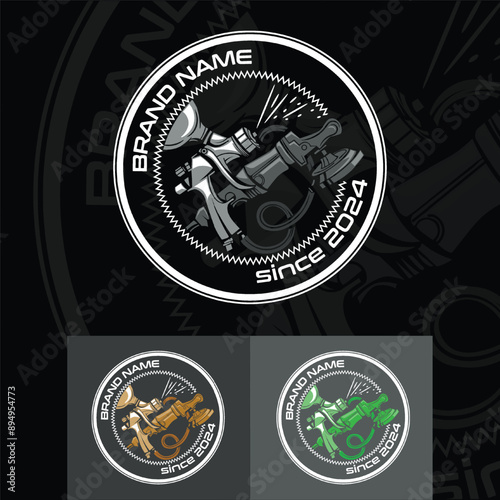 Logo for a car painting and body care company, on a black background and with an additional two options.