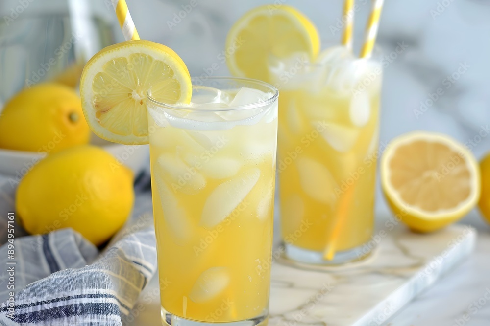Refreshing Summer Lemonade with Ice Cubes Refreshing Summer Lemonade with Ice Cubes