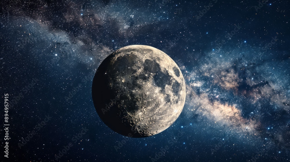 Fototapeta premium moon with milky way background